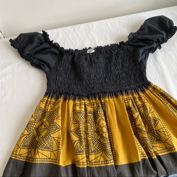 India Boho Bohemian Print Cinched Top Tiered Dress - Picture 7 of 8